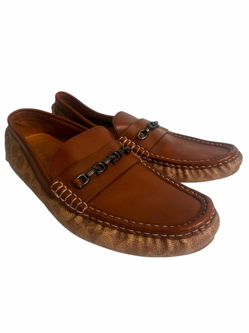 Coach Men’s Motto Driver Signature Leather Loafers Size 11.5